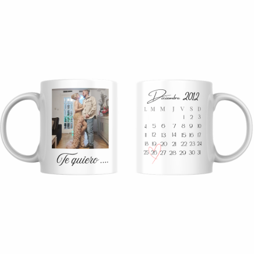 Taza personalizada con foto, frase y fecha especial