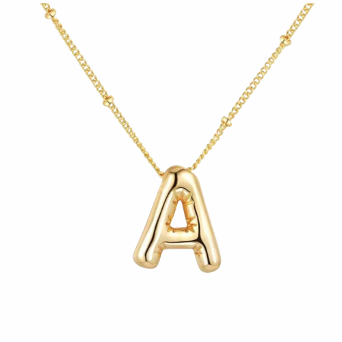 Collar con inicial dorado - Acero inoxidable burbuja