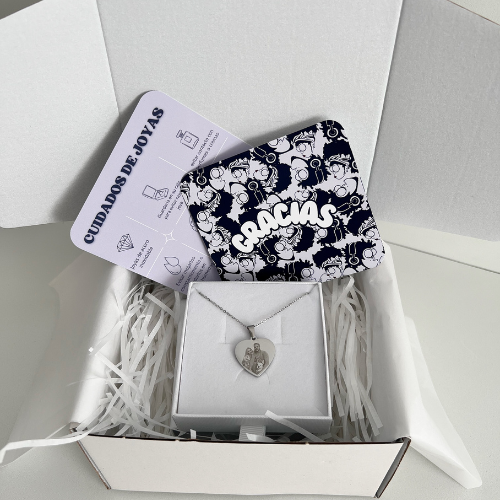 Collar corazón personalizado con foto-acero inoxidable grabado a láser