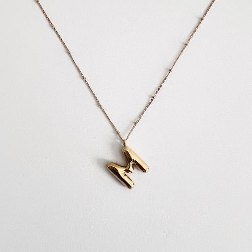 Collar con inicial dorado - Acero inoxidable burbuja