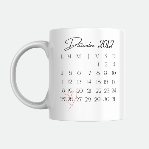 Taza personalizada con foto, frase y fecha especial