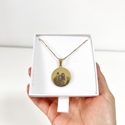 Collar redondo personalizado con foto y texto - Grabado láser