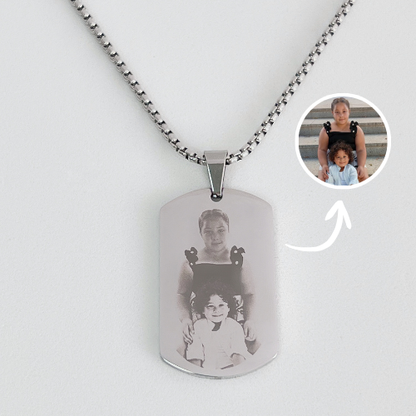 Chapa militar personalizada con foto - grabado láser