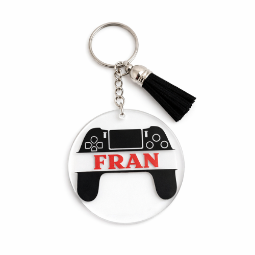 Llavero gamer personalizado de metacrilato con mando y nombre