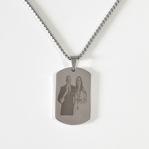 Chapa militar personalizada con foto y texto - Grabado láser