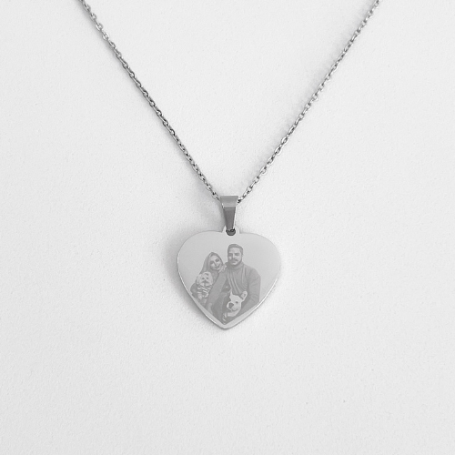 Collar de corazón personalizado con texto - Ambas caras