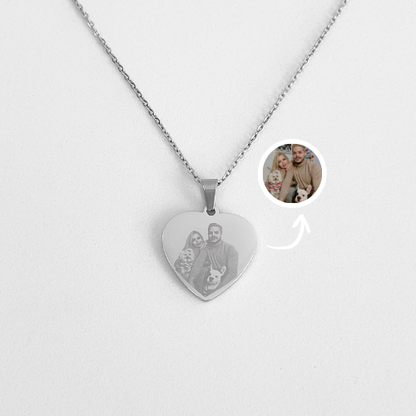 Collar de corazón personalizado con foto - Grabado láser