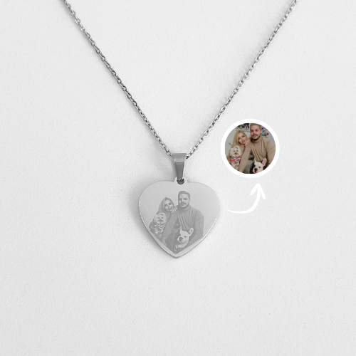 Collar de corazón personalizado con foto - Grabado láser