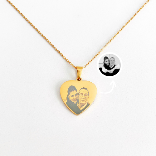 Collar de corazón personalizado con foto - Grabado láser