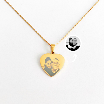 Collar de corazón personalizado con foto - Grabado láser