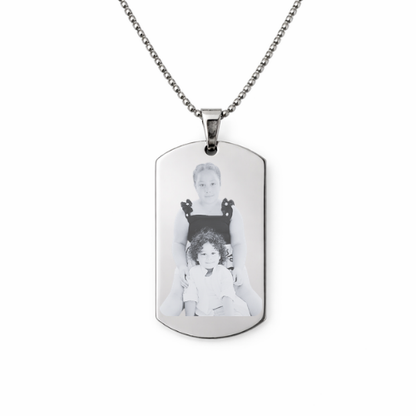 Collar chapa militar personalizada con foto - grabado láser