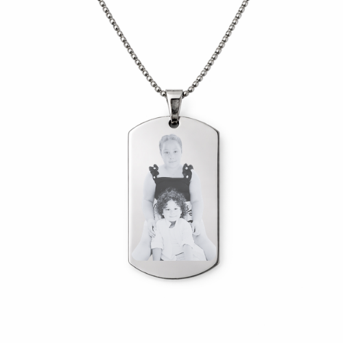 Collar chapa militar personalizada con foto - grabado láser