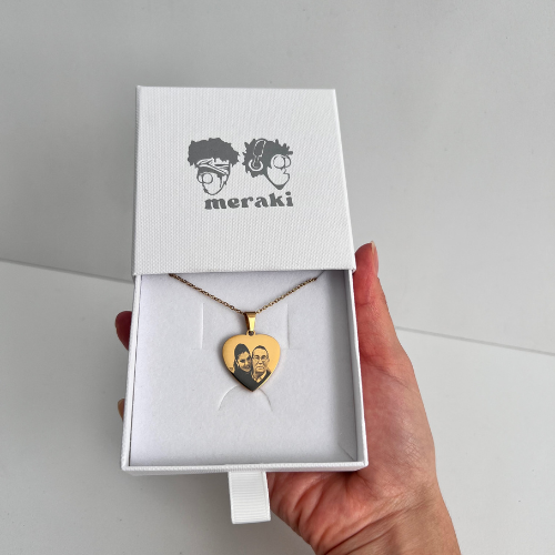 Collar de corazón personalizado con foto - Grabado láser