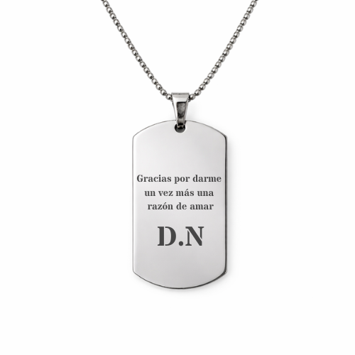 Collar Chapa militar personalizada con texto - Una cara