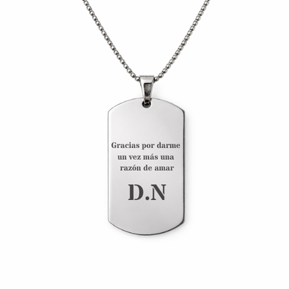 Collar Chapa militar personalizada con texto - Una cara