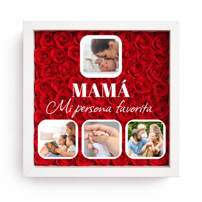 Cuadro personalizado con rosa y fotos