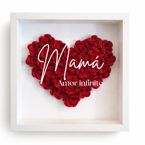 Cuadro personalizado con rosas en forma de corazón