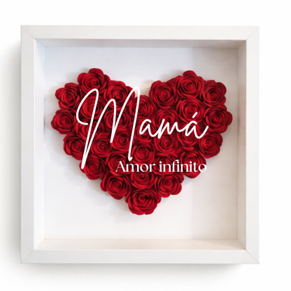 Cuadro personalizado con rosas en forma de corazón