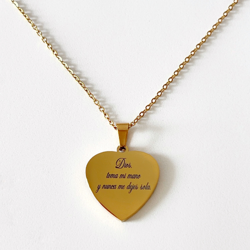 Collar de corazón personalizado con texto - Ambas caras