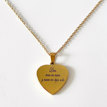Collar de corazón personalizado con texto - Ambas caras