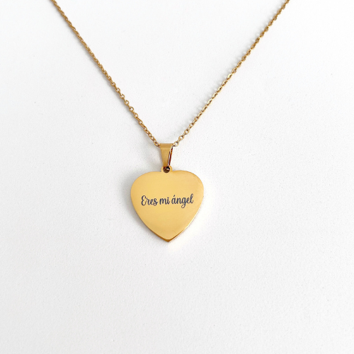 Collar de corazón personalizado con texto - Una cara