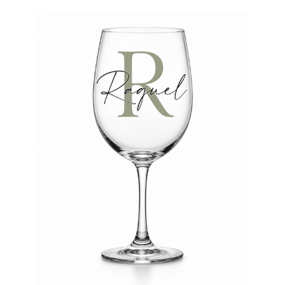 Copas de vino personalizadas con inicial y nombre | Una copa