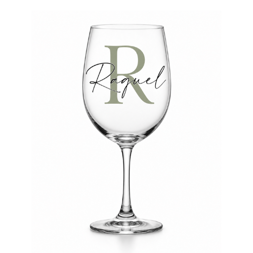 Copas de vino personalizadas con inicial y nombre | Una copa