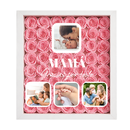 Cuadro personalizado con rosa y fotos