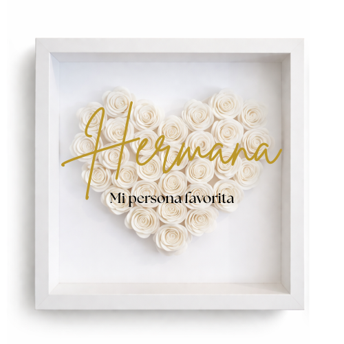 Cuadro personalizado con rosas en forma de corazón