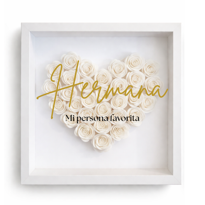 Cuadro personalizado con rosas en forma de corazón