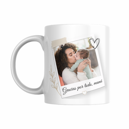 Taza personalizada con foto estilo polaroid - Para el Día de la Madre