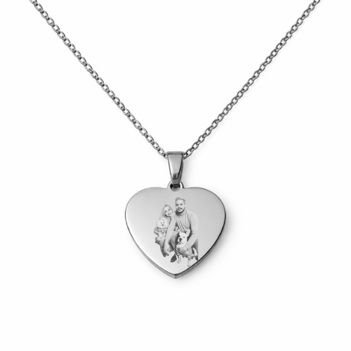 Collar de corazón personalizado con foto - Grabado láser