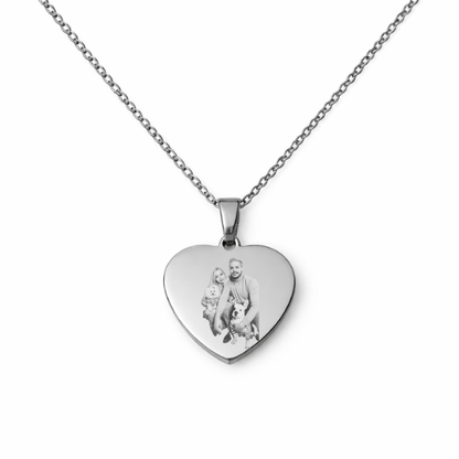Collar de corazón personalizado con foto - Grabado láser