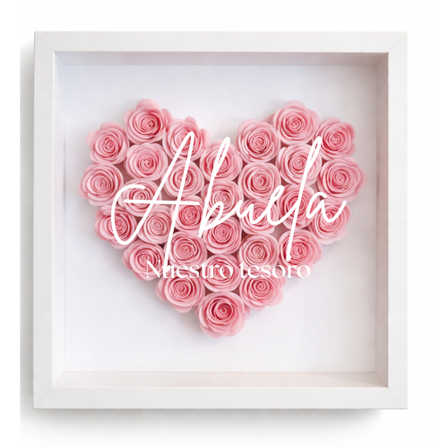 Cuadro personalizado con rosas en forma de corazón