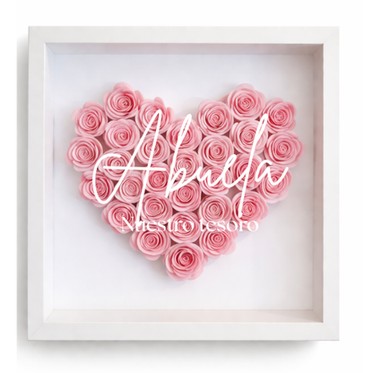 Cuadro personalizado con rosas en forma de corazón