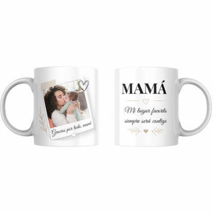 Taza personalizada con foto estilo polaroid - Para el Día de la Madre