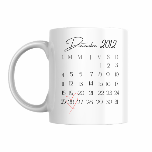 Taza personalizada con foto, frase y fecha especial