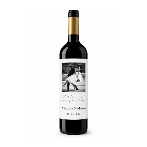 Vino personalizado con foto y frase
