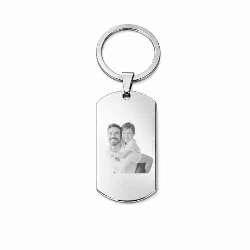 Llavero chapa militar personalizado con foto en ambas caras - Acero inoxidable