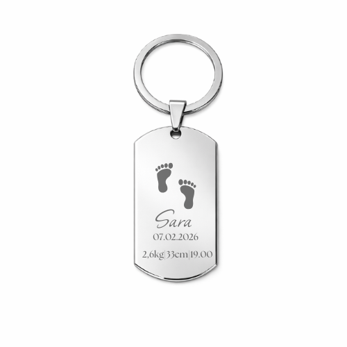 Llavero chapa militar personaliza con texto (1 cara) - Acero inoxidable