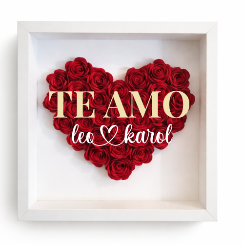 Cuadro personalizado con rosa en forma de corazón