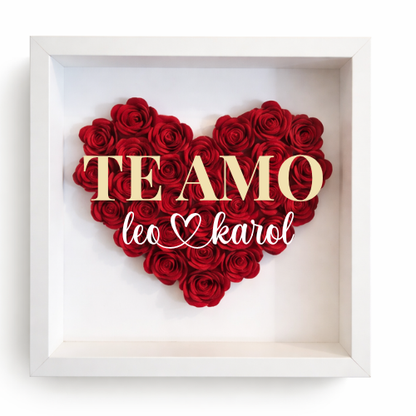 Cuadro personalizado con rosa en forma de corazón