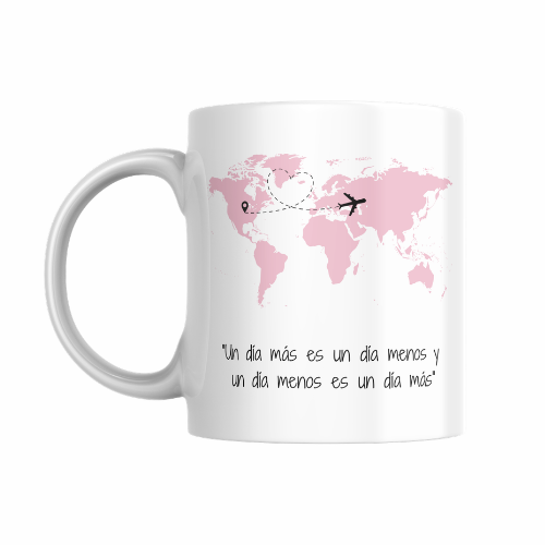 Taza personalizada mapa del mundo con frase y texto a medida