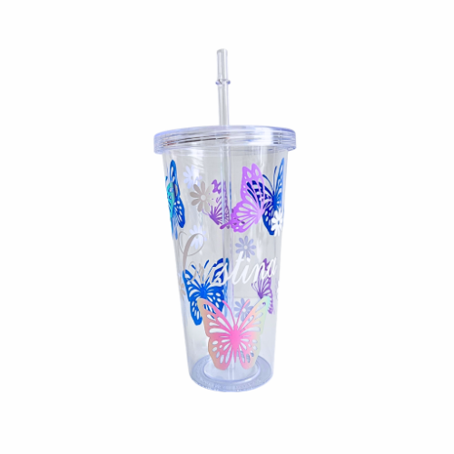 Vaso de mariposa personalizado con nombre