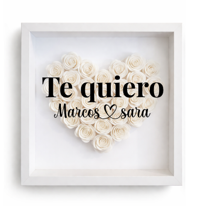 Cuadro personalizado con rosa en forma de corazón