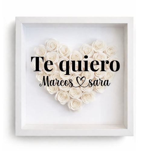 Cuadro personalizado con rosa en forma de corazón