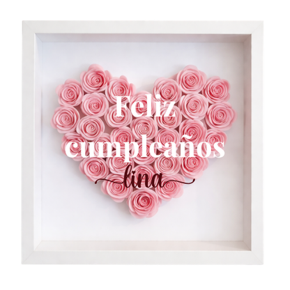 Cuadro personalizado con rosa en forma de corazón