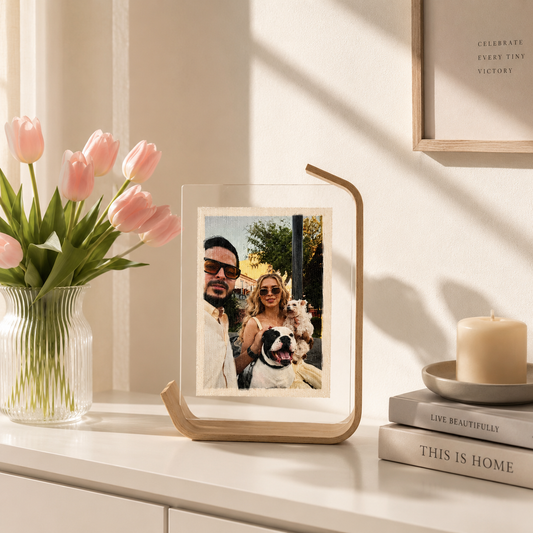 Cuadro personalizado con fotografía en lino | Marco de madera y metácrilato