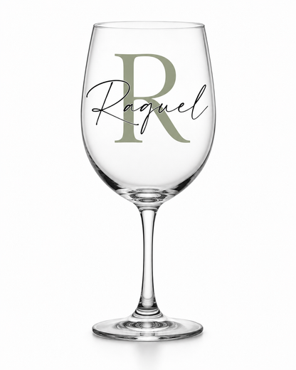Copas de vino personalizadas con inicial y nombre | Una copa