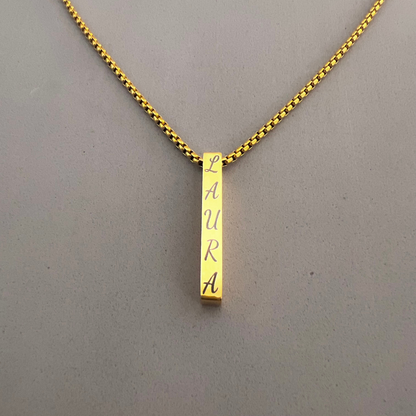 Collar rectangular personalizado grabado a láser-Acero inoxidable